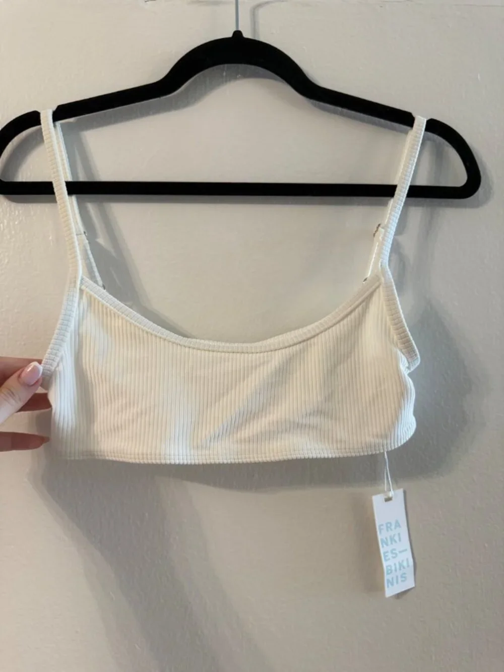 Frankie's Bikinis white ribbed top ONLY! NWT size M medium